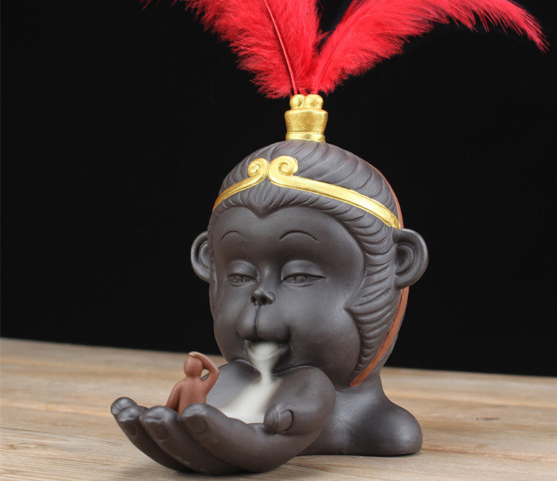 Monkey King Reflux Incense Burner Decoration Purple Clay Aroma Burner Ju Fangfeng
