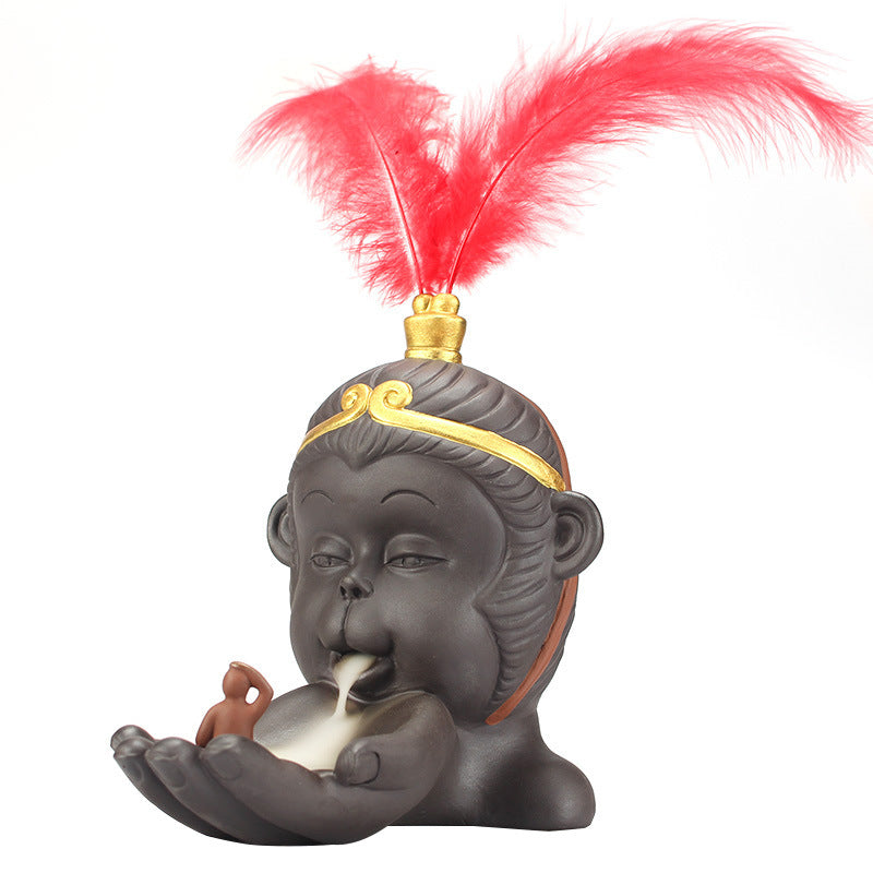 Monkey King Reflux Incense Burner Decoration Purple Clay Aroma Burner Ju Fangfeng