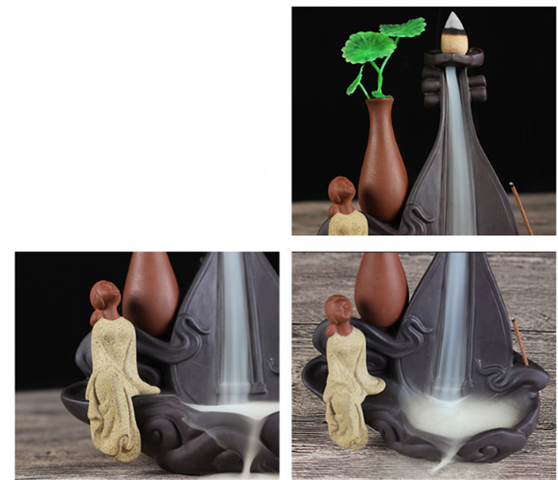 Backflow Incense Burner Ceramic Purple Sand Aroma Burner Sandalwood