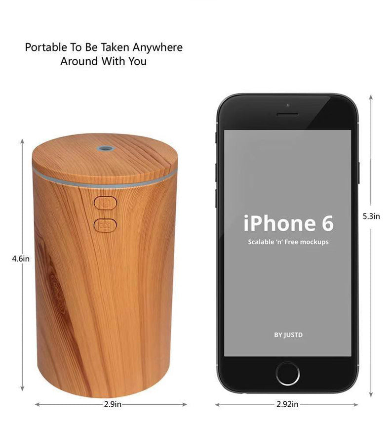 Usb Wood Grain Car Essential Oil Aroma Diffuser Mini Mute Humidifier Retro Aroma Diffuser Small Sprayer