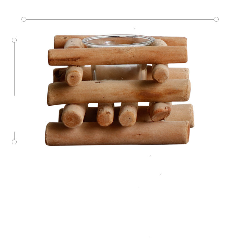 Handmade Wooden Candle Holder Home Decoration
