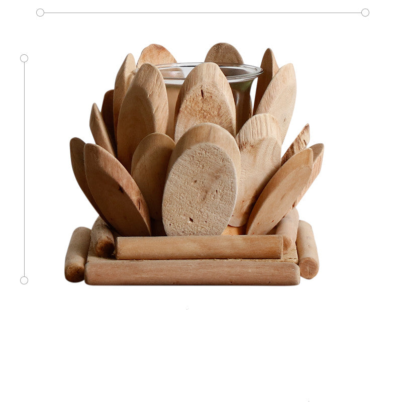 Handmade Wooden Candle Holder Home Decoration
