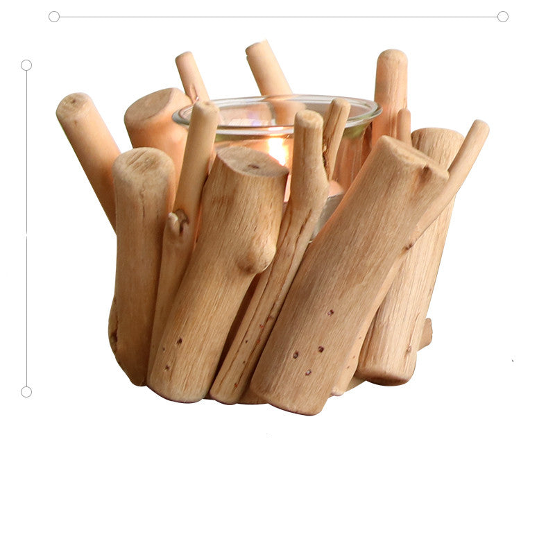 Handmade Wooden Candle Holder Home Decoration