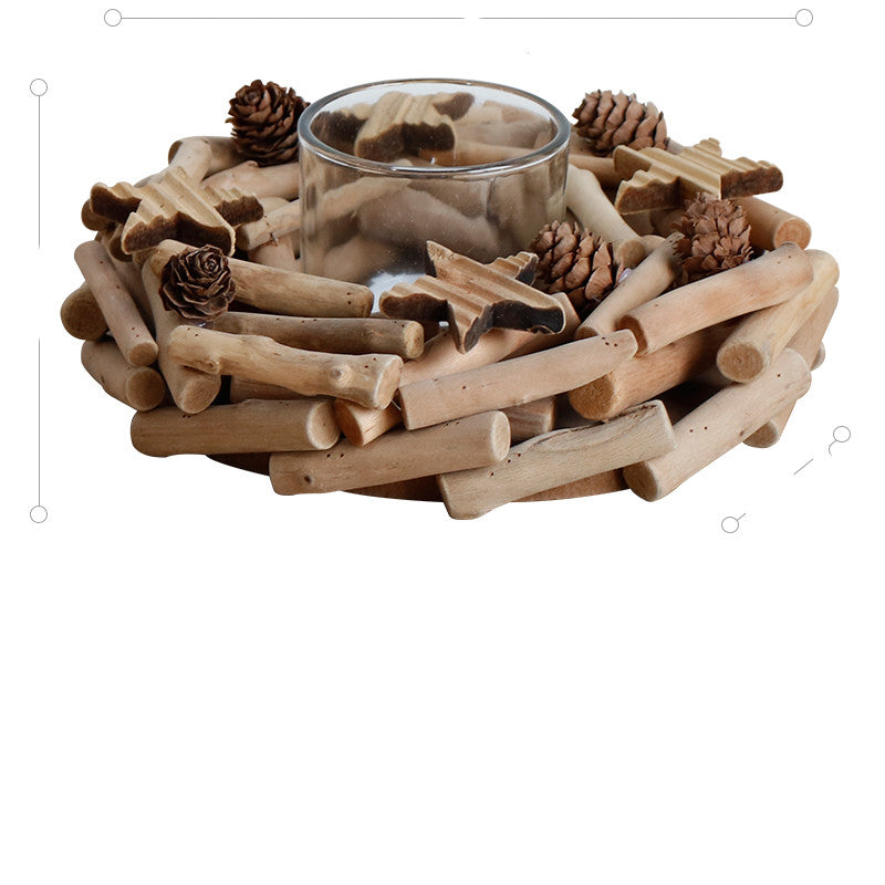 Handmade Wooden Candle Holder Home Decoration