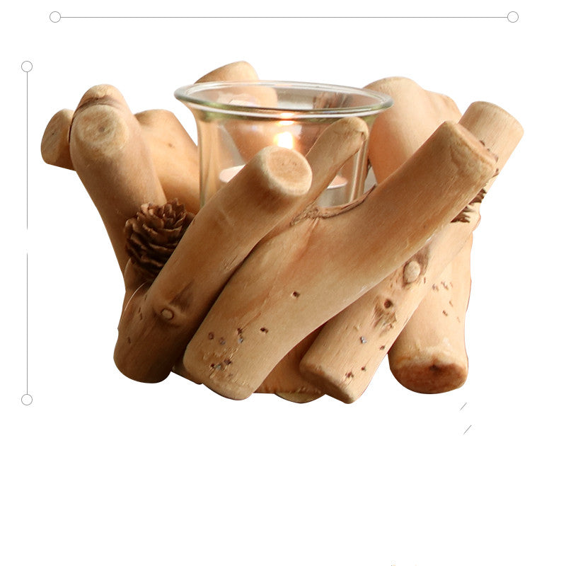 Handmade Wooden Candle Holder Home Decoration