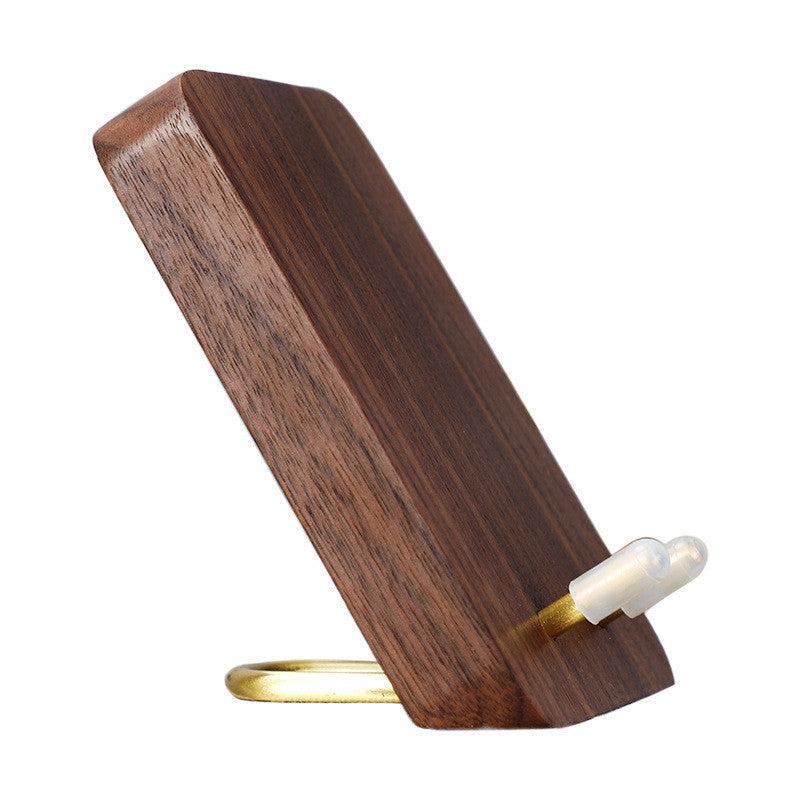 Compatible with Apple, Creative Solid Wood Mobile Phone Stand Desktop Ipad Tablet Stand Black Walnut Lazy Universal Simple Bedside Mobile Phone Holder