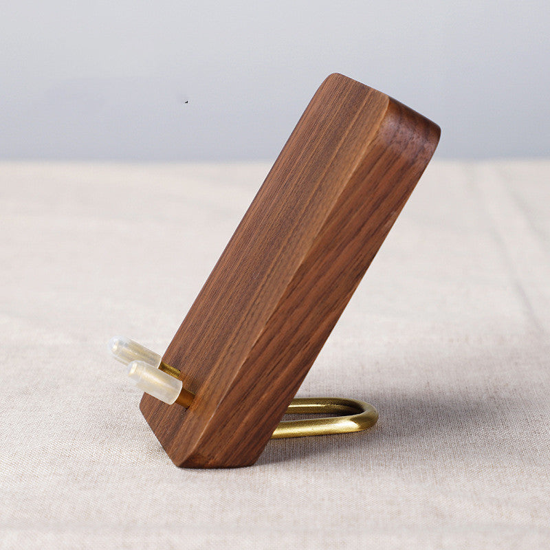 Compatible with Apple, Creative Solid Wood Mobile Phone Stand Desktop Ipad Tablet Stand Black Walnut Lazy Universal Simple Bedside Mobile Phone Holder