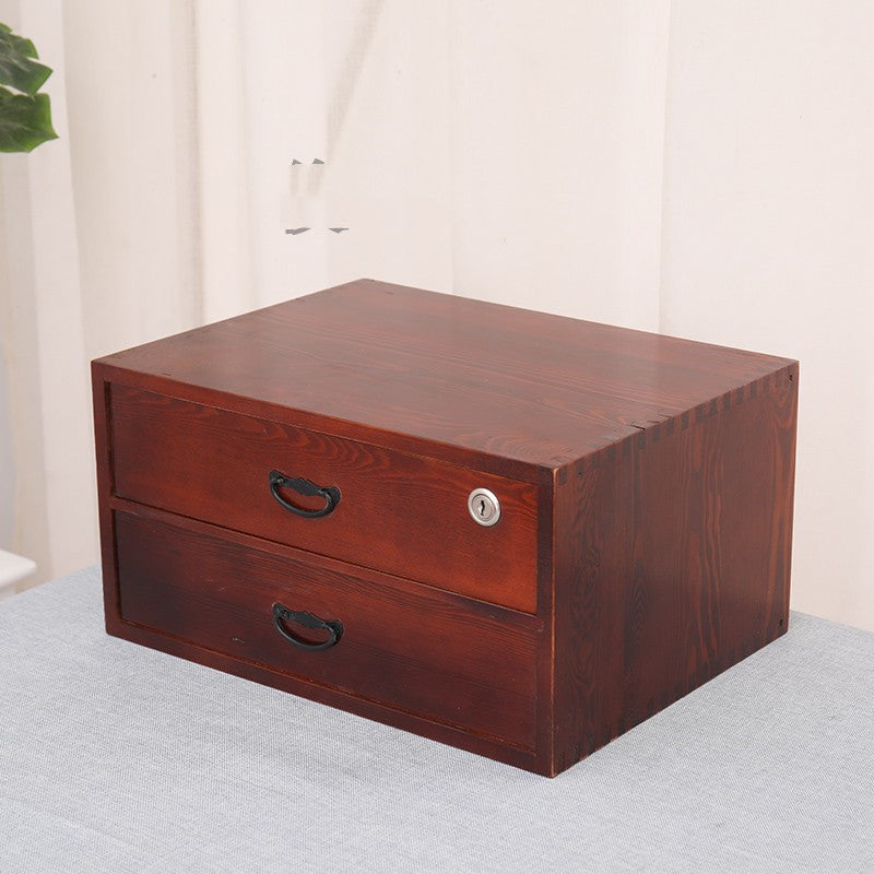 Solid Wood Storage Cabinet With Lock Desktop Jewelry Storage Box