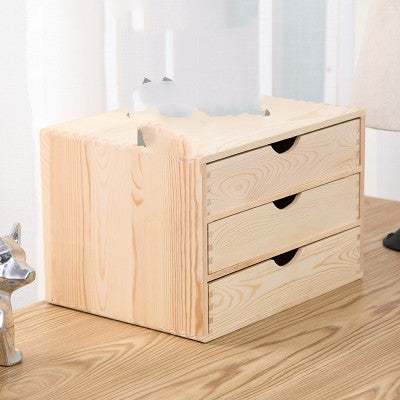 Solid Wood Storage Cabinet With Lock Desktop Jewelry Storage Box