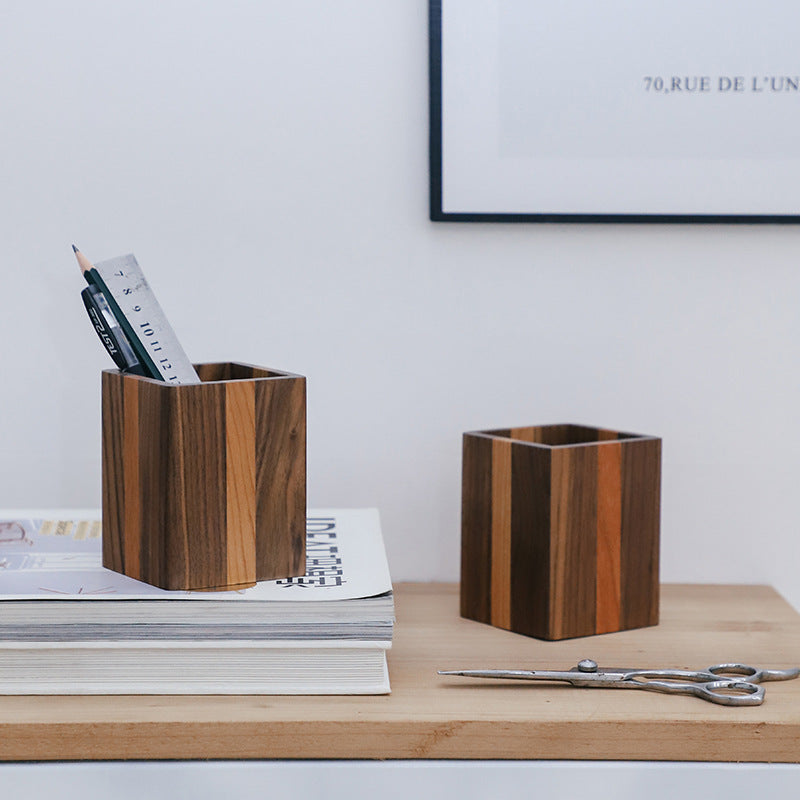 Nordic Wooden Pen Holder Desktop Solid Wood Pen Case