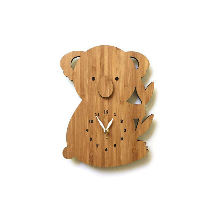 Bamboo Wood Koala Bear Wall Clock