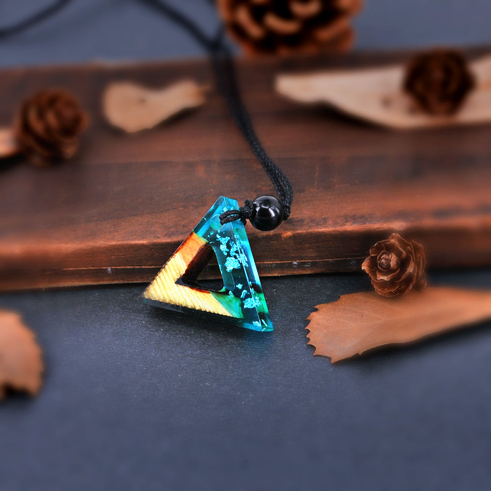 Solid wood resin pendant