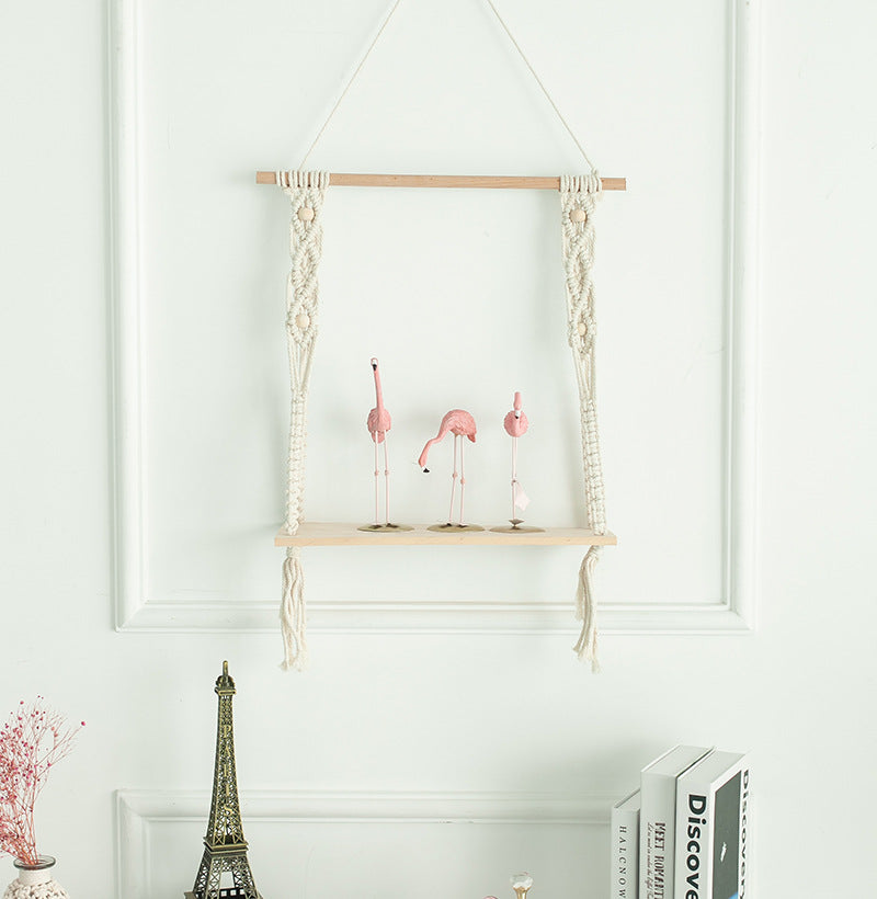 Hand-woven tapestry shelf