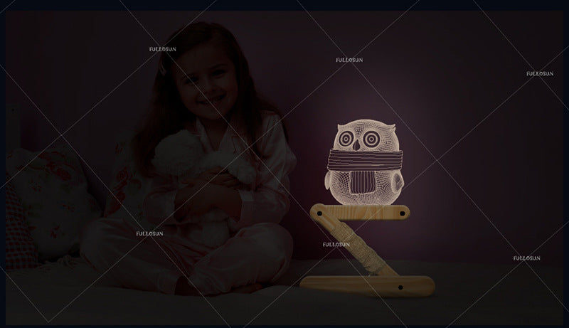 Creative owl wood lamp