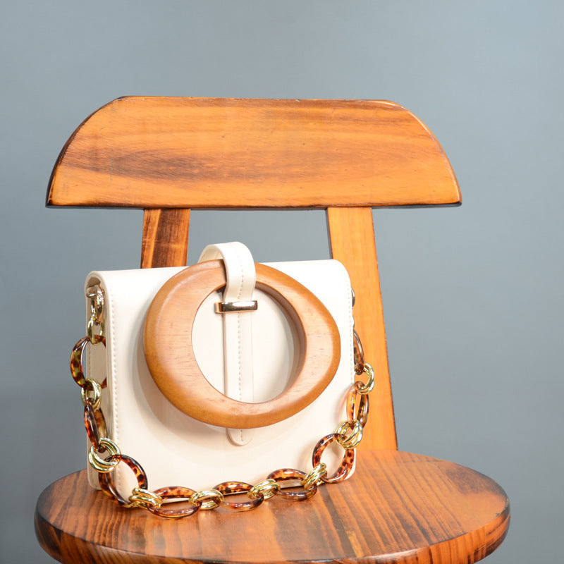 Chain wooden wrist high-end crossbody bag