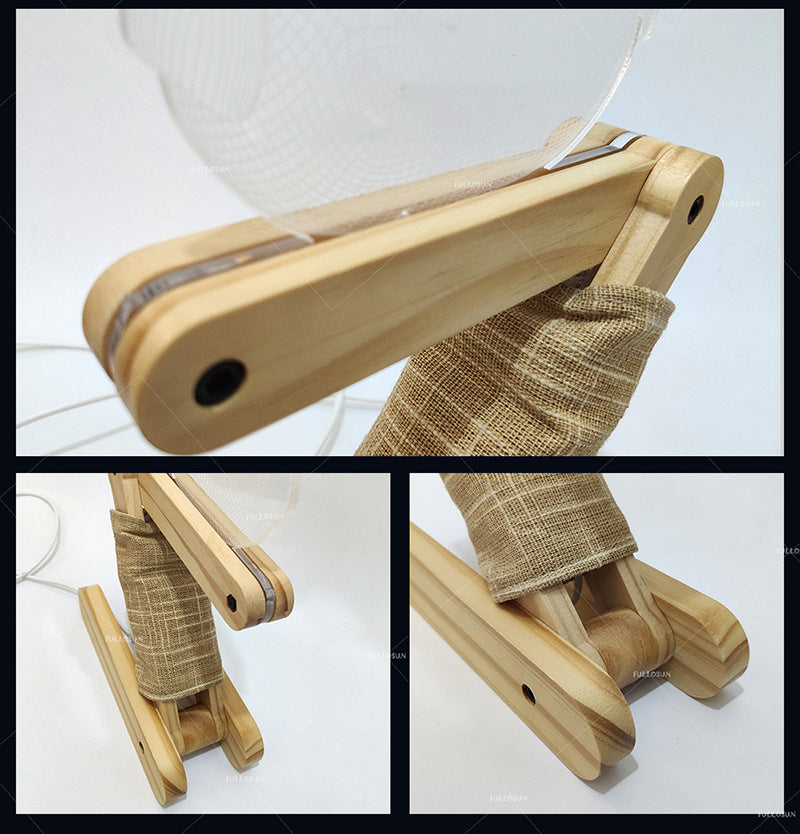 Creative owl wood lamp