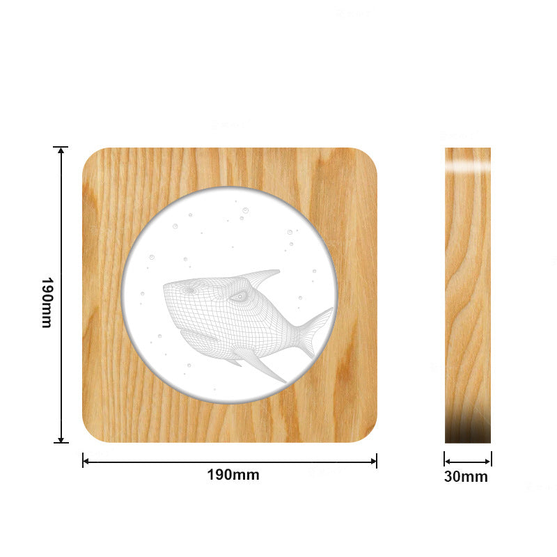 Shark Wood Acrylic Night Light Living Room Decoration