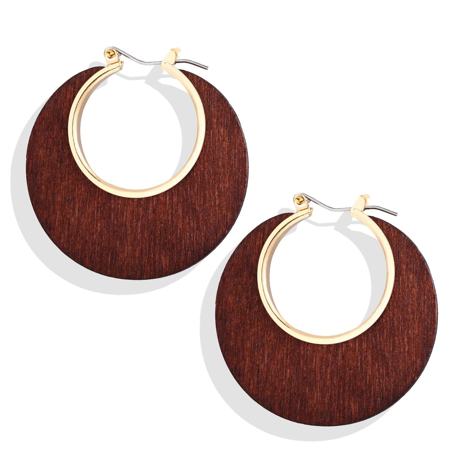 Geometric round wood contrast pendant