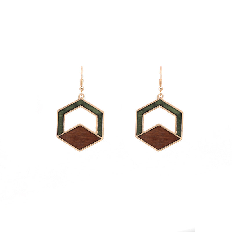 European And American Simple Style Wood Earrings