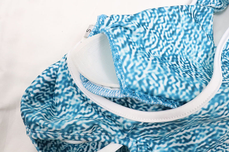 Printed vest color-block shorts yoga wear