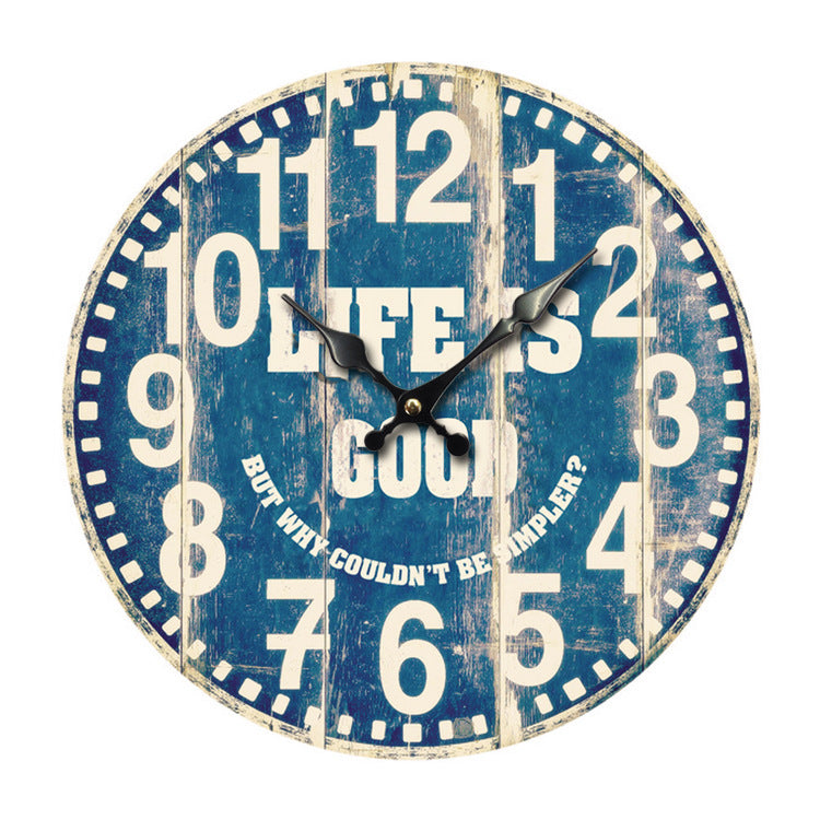 Creative Wood Grain Color Wall Clock In Living Room