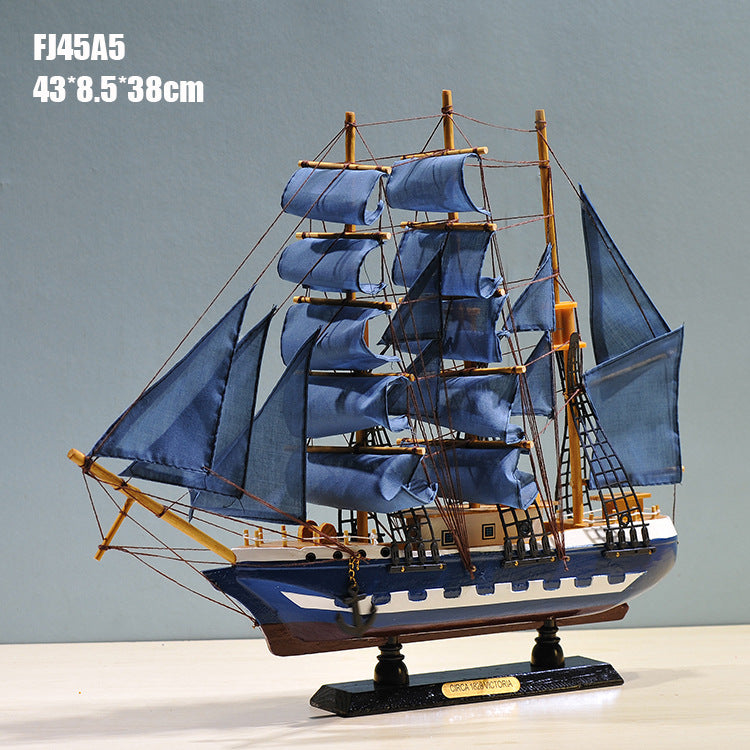 45cm Sailboat Model Wooden Crafts Handmade Sailboat Home Decoration