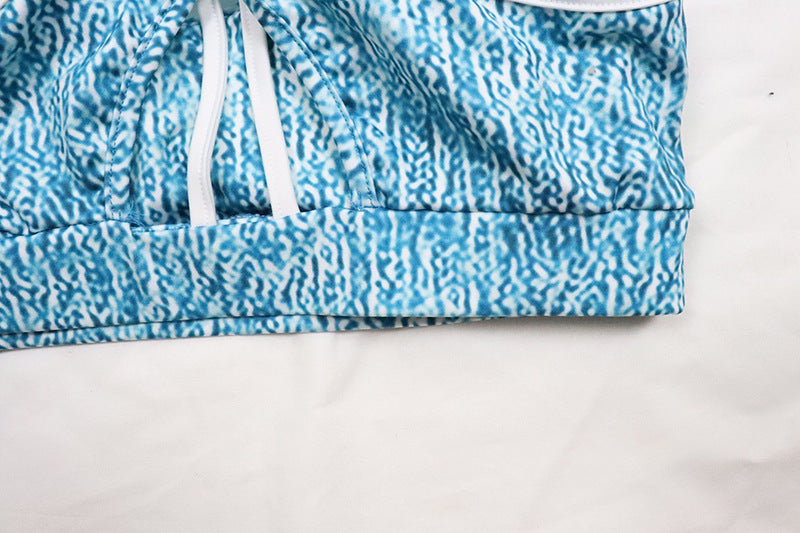 Printed vest color-block shorts yoga wear