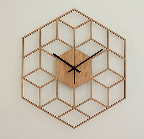 Geometric figure, wall clock, wood clock