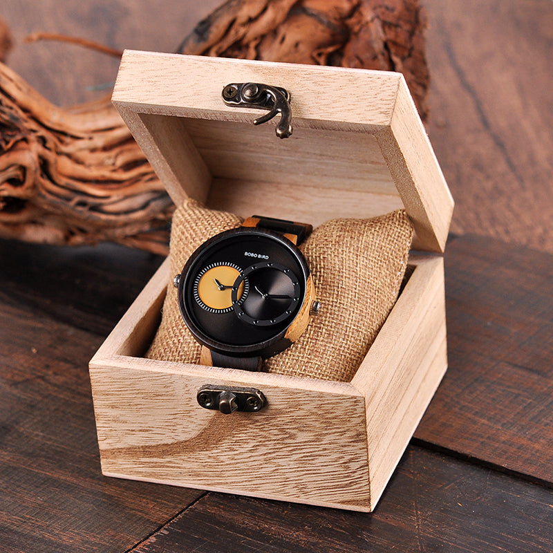 Wooden double movement wood watch