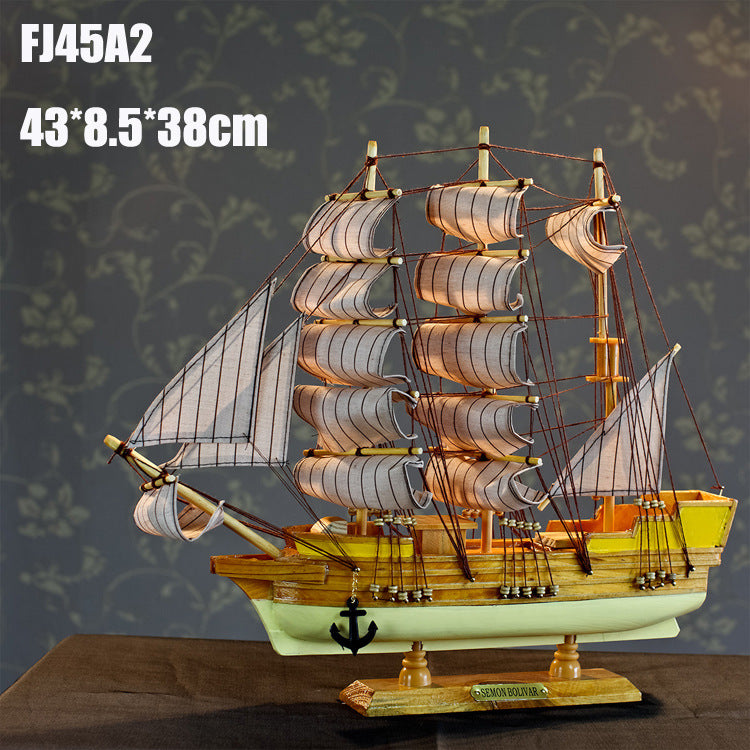 45cm Sailboat Model Wooden Crafts Handmade Sailboat Home Decoration