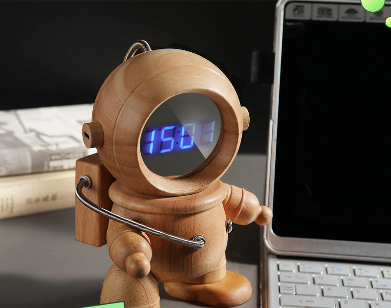 Several People Design Astronaut Solid Wood Electronic Alarm Clock