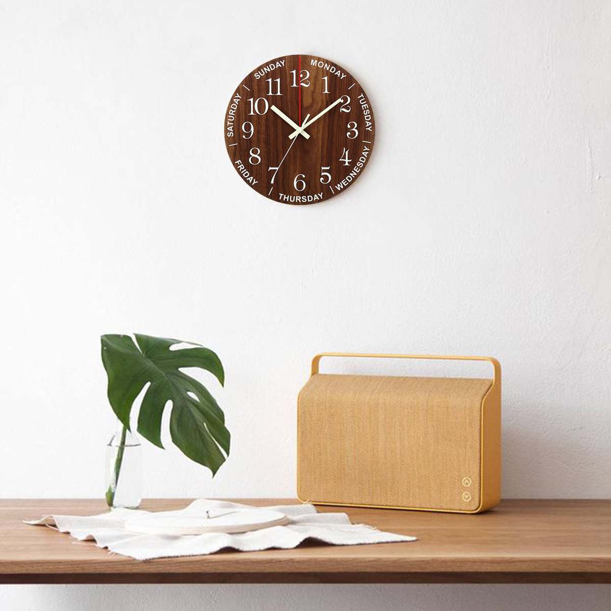 Luminous wood grain wall clock