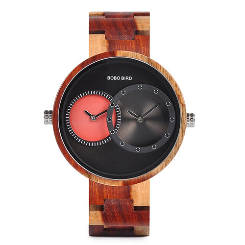 Wooden double movement wood watch