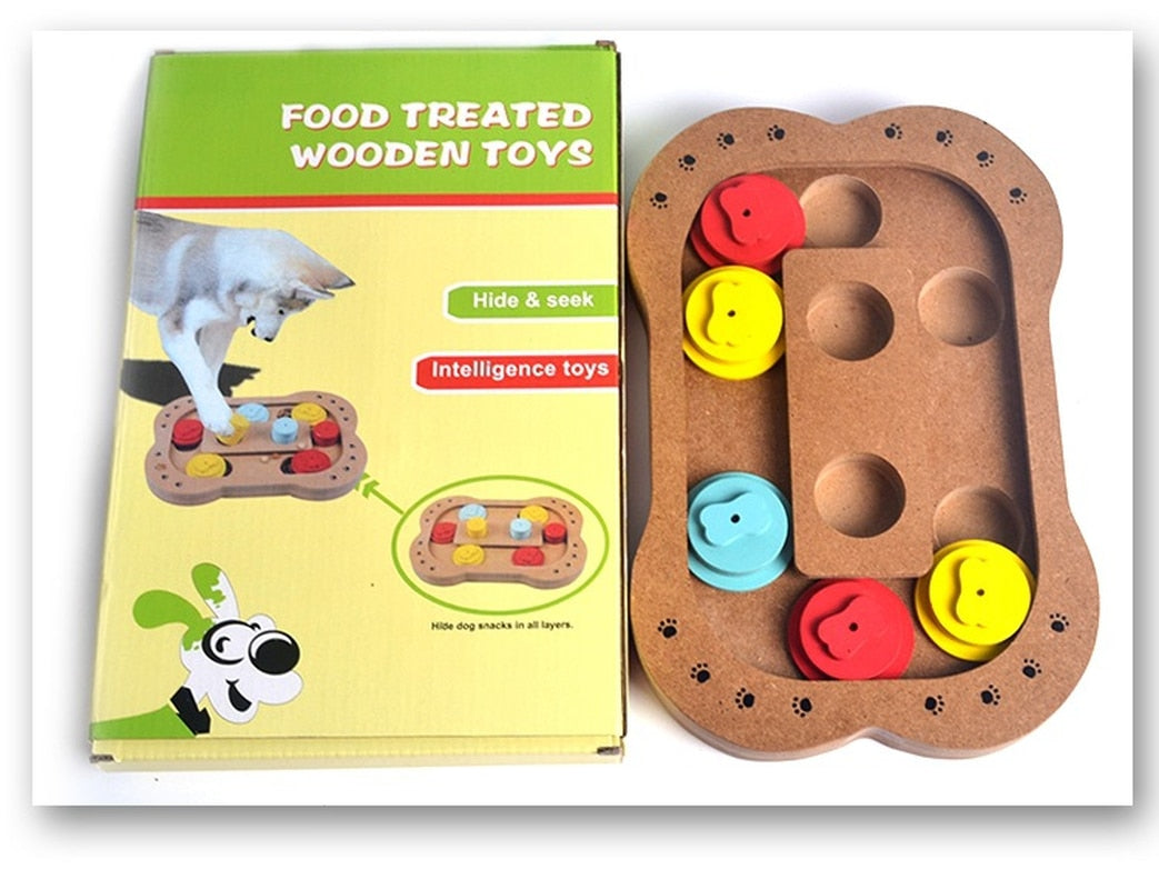 Pet dog, puzzle toy new wooden play feeding multi-functional pet toys