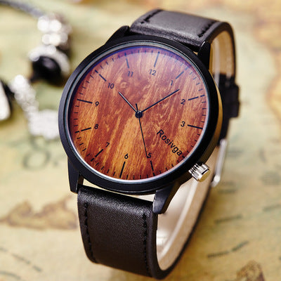Wind wood pattern couple watch