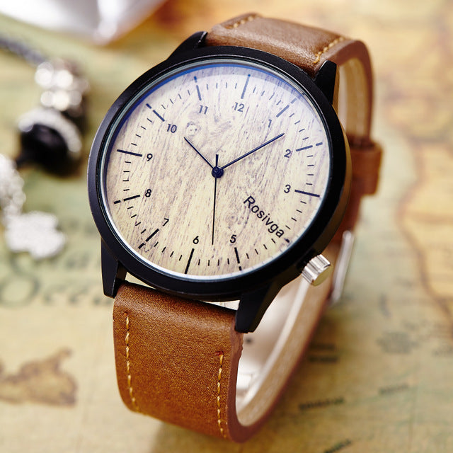 Wind wood pattern couple watch