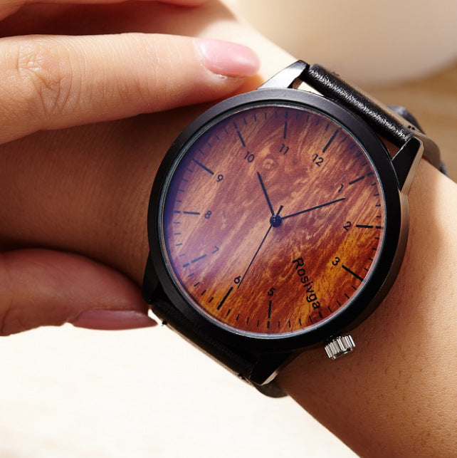 Wind wood pattern couple watch