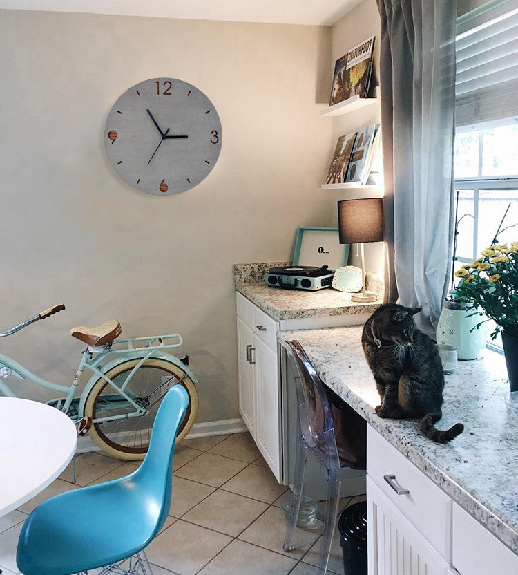 Digital Living Room Creative Concrete Cement Gray Style Solid Wood Wall Clock