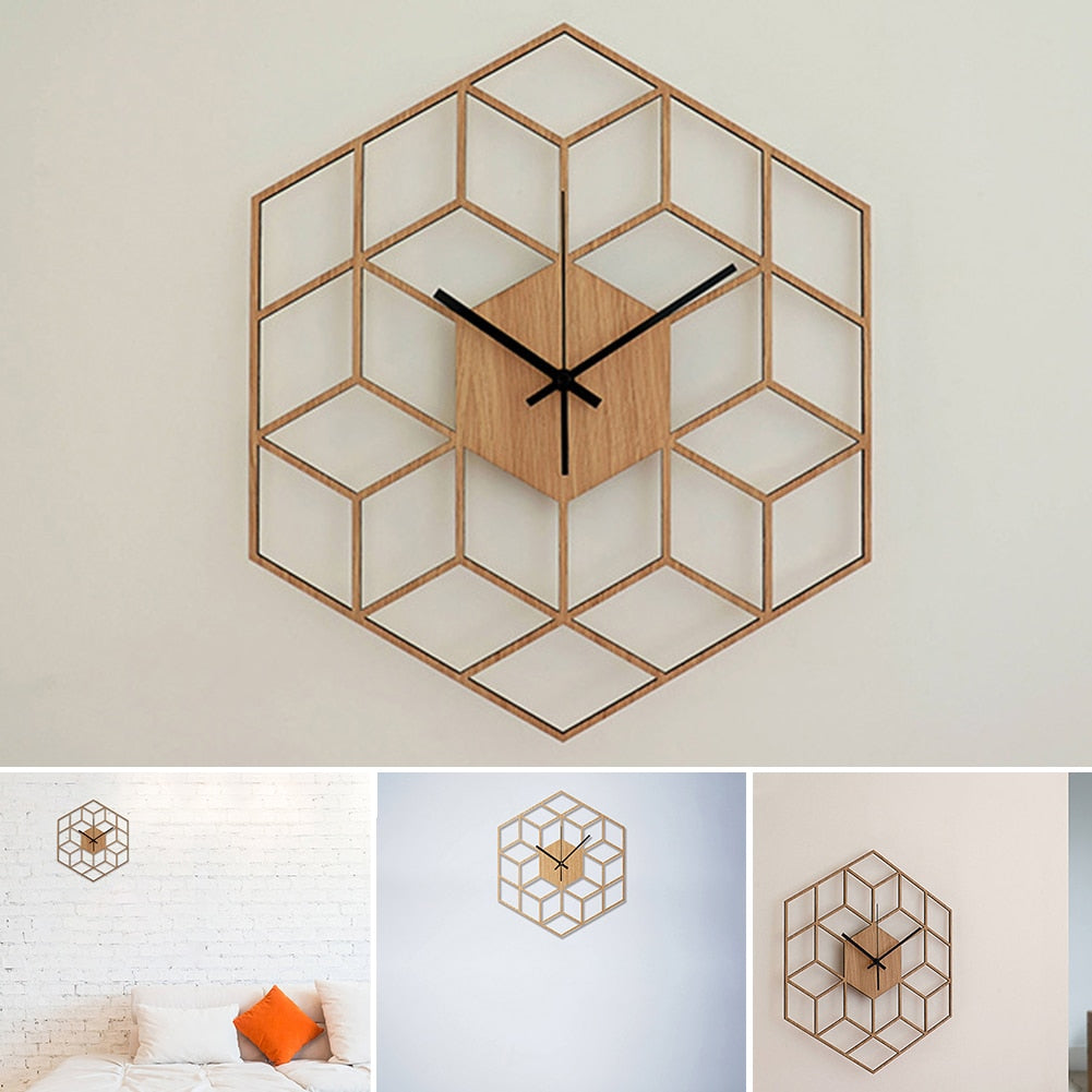 Geometric figure, wall clock, wood clock