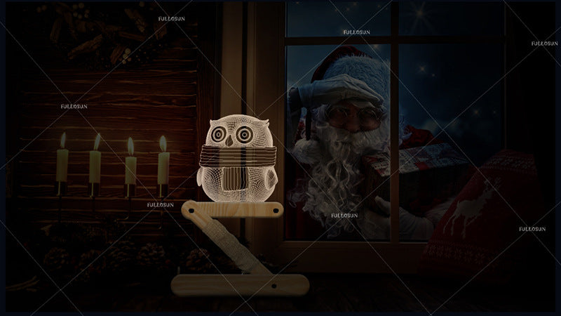 Creative owl wood lamp