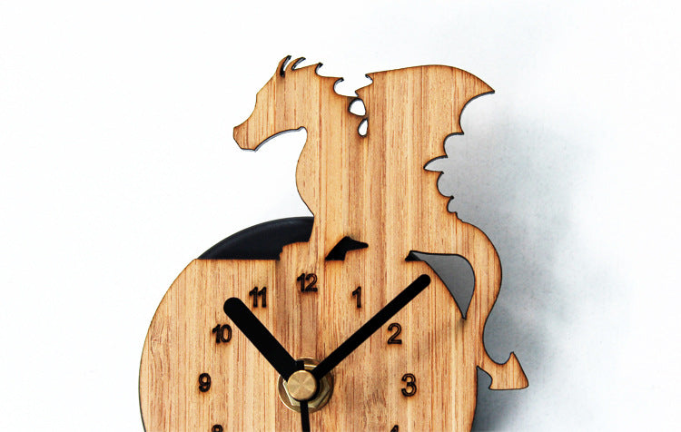 Bamboo Wood Flying Dragon Fridge Sticker Magnetic Sticker Wall Clock