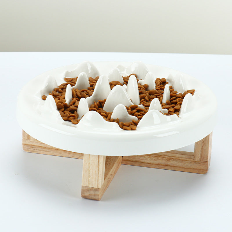 Tilted solid wood double bowl