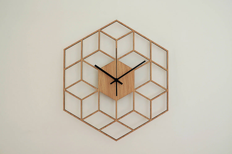 Geometric figure, wall clock, wood clock