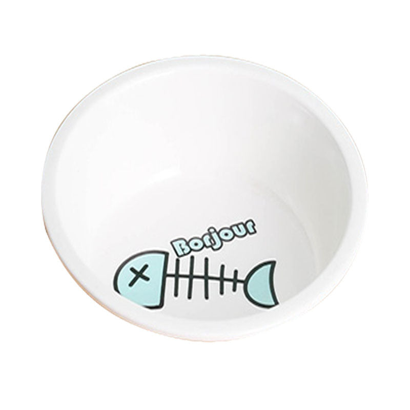 Pet Bowl Oblique Mouth High Foot Protection Spine Wooden Frame