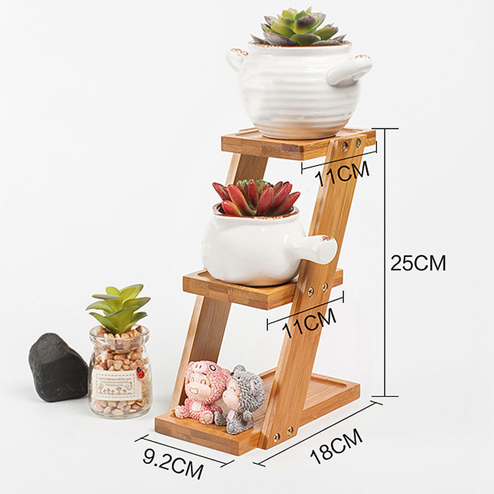 Succulent Potted Solid Wood Bay Window Flower Pot Shelf Storage
