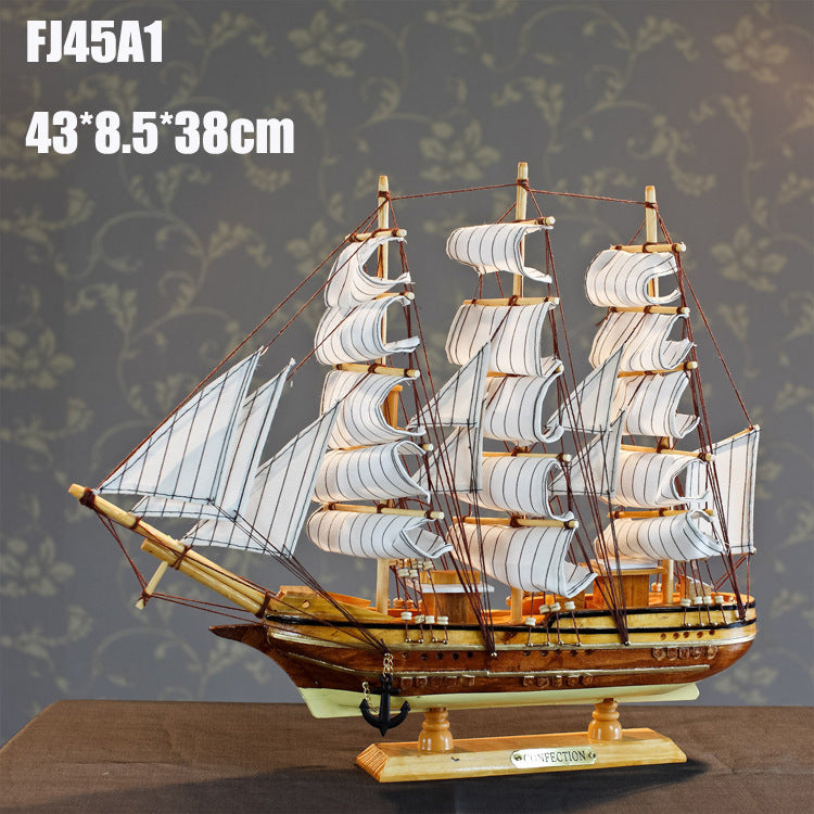45cm Sailboat Model Wooden Crafts Handmade Sailboat Home Decoration