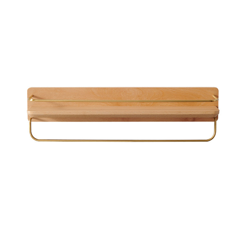 Bathroom Shelf Wall Hanging Free Punching Solid Wood