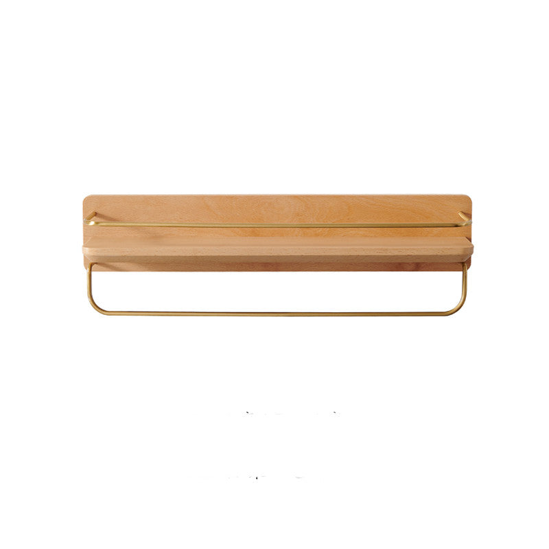 Bathroom Shelf Wall Hanging Free Punching Solid Wood