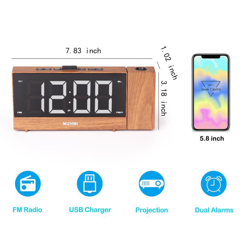 Wood Grain 1.8 Inch Multifunctional USB Charging Radio Clock