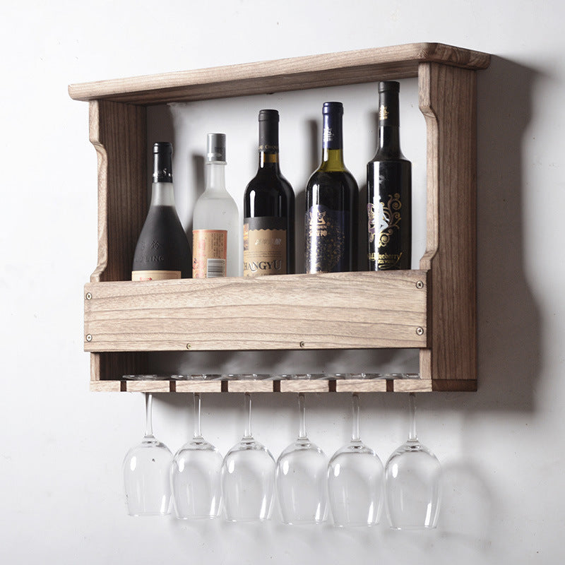 Solid Wood Cabinet Wine Goblet Hanging Wall Rack